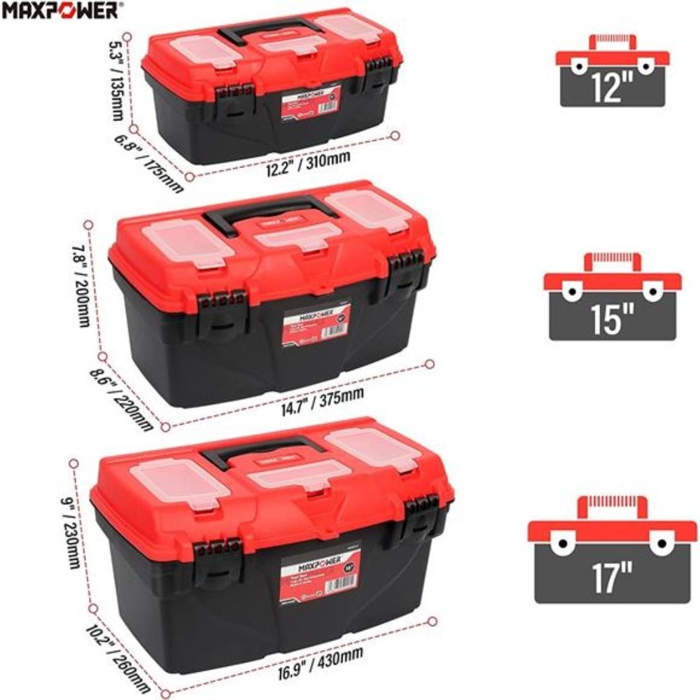 MAXPOWER Tool Box Set with Removable Tool Trays